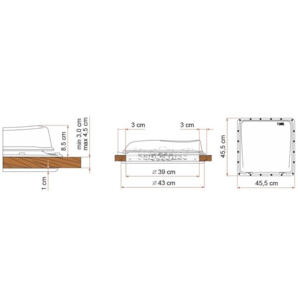 CLARABOYA TURBO VENT 40x40 CRYSTAL FIAMMA