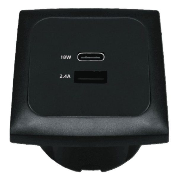 ENCHUFE USB A   C NEGRO