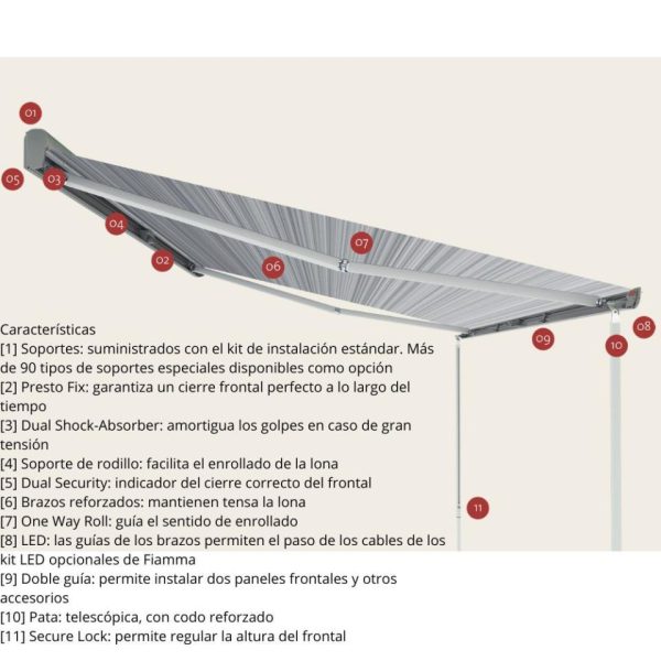 TOLDO F45L 550 BLANCO FIAMMA
